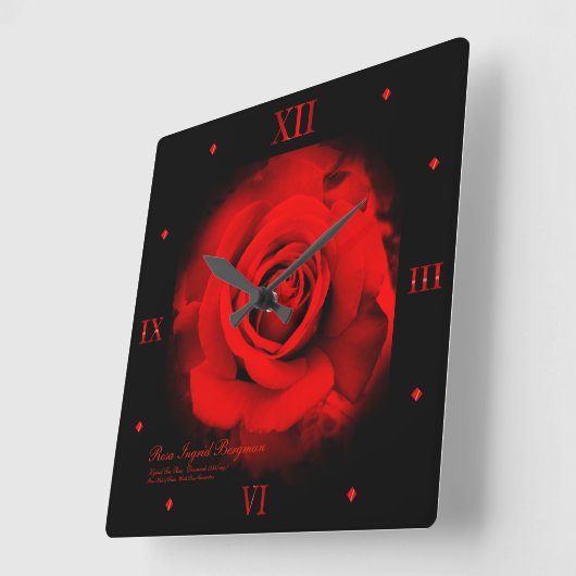 Red Rose：Acrylic Wall Clock スクエア壁時計 (傾斜)