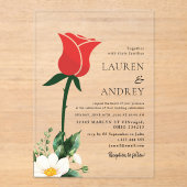 Red Rose Acrylic Wedding Invitation アクリル招待状 (正面)