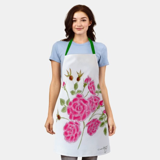 Red Rose Apron エプロン (着用した状態)