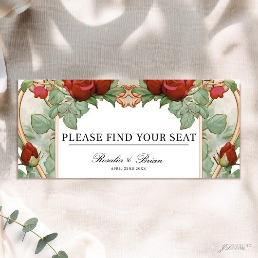 Red Rose Art Nouveau Wedding Seating Chart Header