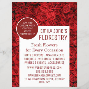 Red Rose Background, Floristry Advertising チラシ