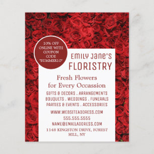 Red Rose Background, Floristry Advertising チラシ