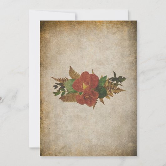 Red Rose Bouquets Vintage Wedding 招待状 (裏面)