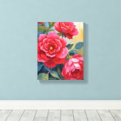 Red Rose Bush | Watercolor Floral Painting キャンバスプリント (インサイチュ (ウッドフロア))