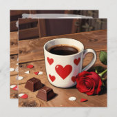 Red Rose, Chocolates and Coffee | Valentine's Day シーズンカード (正面/裏面)