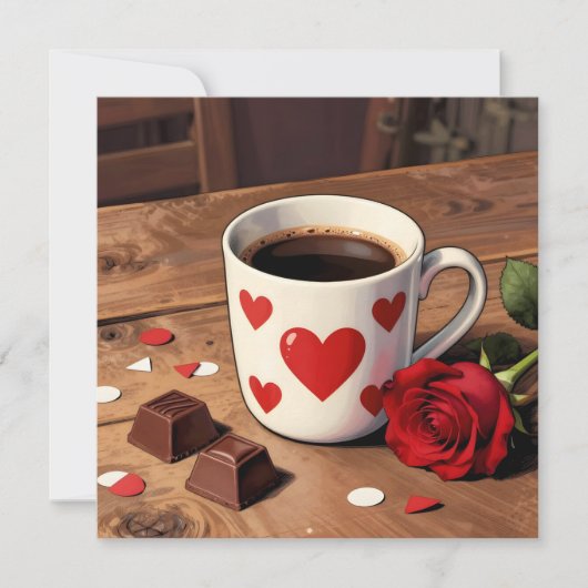 Red Rose, Chocolates and Coffee | Valentine's Day シーズンカード (正面)