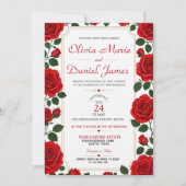 Red Rose Classic Rose Garden Elegant Floral 招待状 (正面)