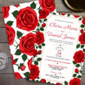 Red Rose Classic Rose Garden Elegant Floral 招待状