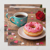 Red Rose, Donut and Coffee | Valentine's Day シーズンカード (正面/裏面)
