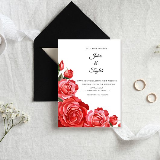 Red Rose Elegant Floral Invite 招待状