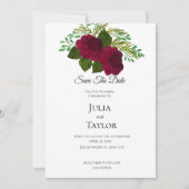  Red Rose Elegant Save the Date Card – Minimal Rom セーブザデート (正面)