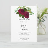  Red Rose Elegant Save the Date Card – Minimal Rom セーブザデート (スタンド正面)