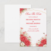Red Rose Floral Announcement セーブザデート (正面/裏面)