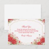 Red Rose Floral Appreciation サンキューカード (正面/裏面)