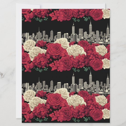 Red Rose Floral Scrapbook Paper (正面)
