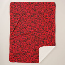 Red Rose Floral Sherpa Blanket シェルパブランケット