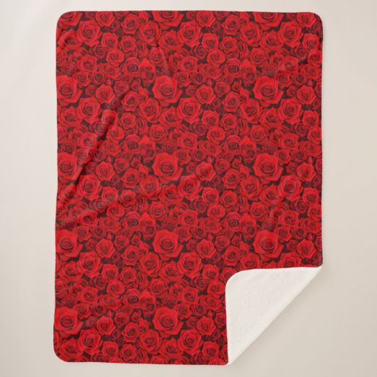 Red Rose Floral Sherpa Blanket シェルパブランケット (正面)