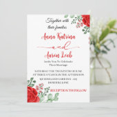 Red Rose Floral Wedding Invitation Template 招待状 (スタンド正面)