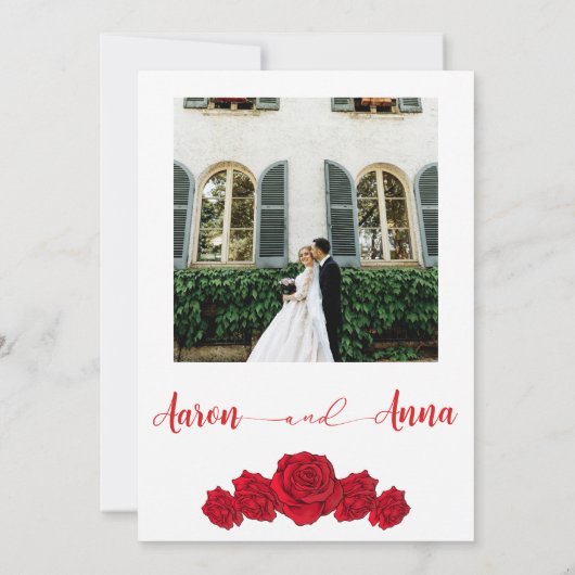 Red Rose Floral Wedding Invitation Template 招待状 (裏面)