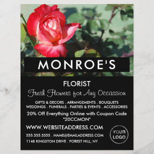 Red Rose, Florist, Floristry Advertising チラシ