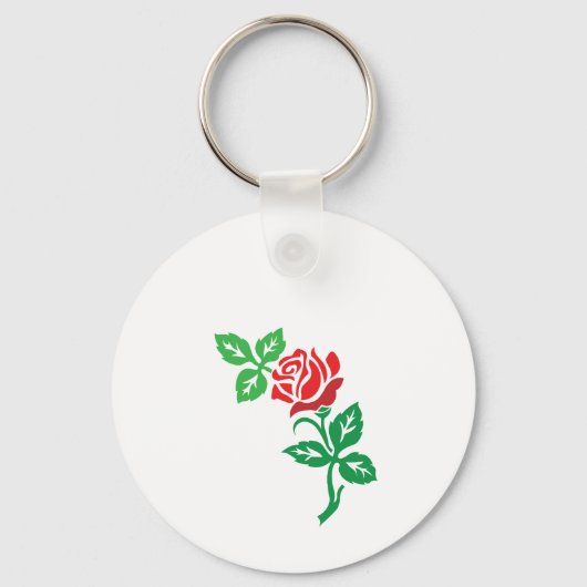 Red Rose Flower Design – Classic Floral Beauty キーホルダー (正面)