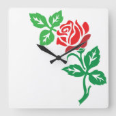 Red Rose Flower Design – Classic Floral Beauty スクエア壁時計 (正面)