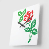 Red Rose Flower Design – Classic Floral Beauty スクエア壁時計 (傾斜)