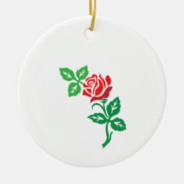 Red Rose Flower Design – Classic Floral Beauty セラミックオーナメント