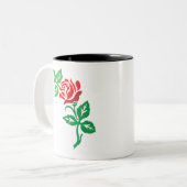 Red Rose Flower Design – Classic Floral Beauty ツートーンマグカップ (正面左)