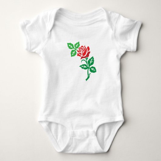 Red Rose Flower Design – Classic Floral Beauty ベビーボディスーツ (正面)