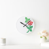 Red Rose Flower Design – Classic Floral Beauty ラウンド壁時計 (ホーム)