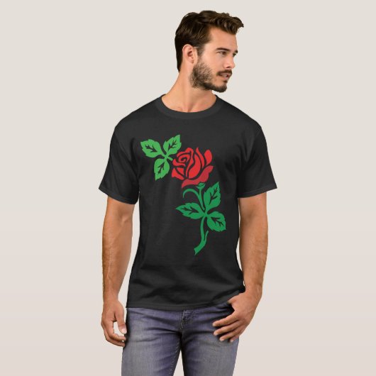 Red Rose Flower Design – Classic Floral Beauty Tシャツ (正面フル)