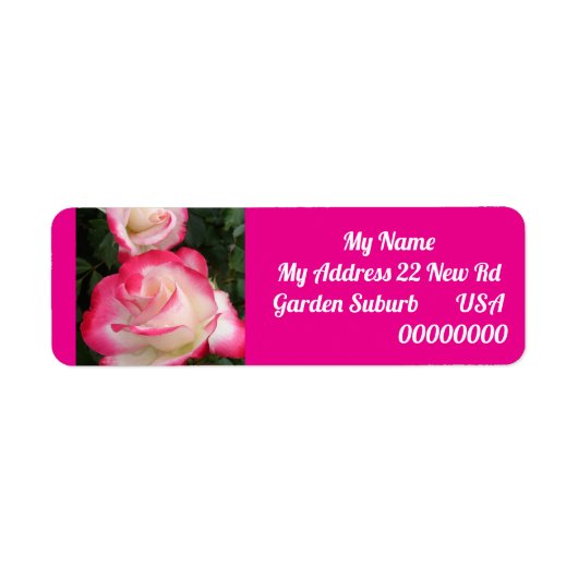 Red Rose Flower Floral Return Address Labels ラベル (正面)