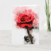 Red Rose flower watercolor - wb サンキューカード (正面)