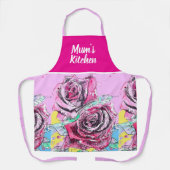 Red Rose Flowers Roses Floral Flower Christmas エプロン (正面)