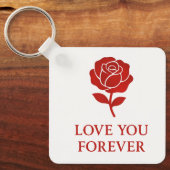 Red Rose Forever Love Symbol Valentine Pocket キーホルダー (正面)