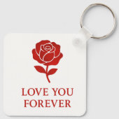 Red Rose Forever Love Symbol Valentine Pocket キーホルダー (裏面)