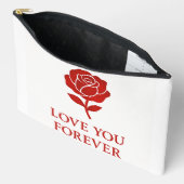 Red Rose Forever Message Soft Romantic Valentine アクセサリーポーチ (見開き)
