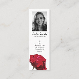 Red Rose Funeral Mini Bookmark Card スキニー名刺
