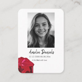 Red Rose Funeral Prayer Card コーリングカード