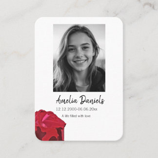 Red Rose Funeral Prayer Card コーリングカード