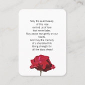 Red Rose Funeral Prayer Card コーリングカード (裏面)