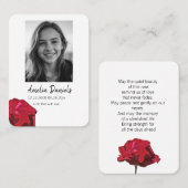 Red Rose Funeral Prayer Card コーリングカード (正面/裏面)