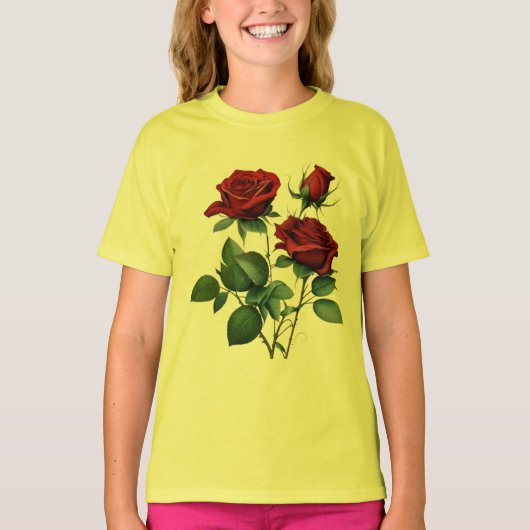 Red Rose Girls' Basic T-Shirt Tシャツ (正面)