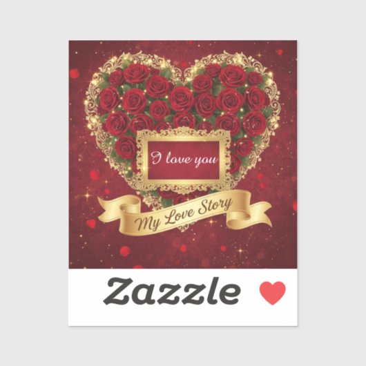 Red Rose Gold Glitter Love Story Sticker シール (シート)