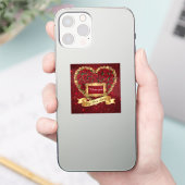 Red Rose Gold Glitter Love Story Sticker シール (スマートフォン)