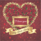 Red Rose Gold Glitter Love Story Sticker シール (正面)