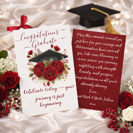 Red Rose Graduation Card with Printed Message  シーズンカード