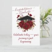Red Rose Graduation Card with Printed Message  シーズンカード (スタンド正面)