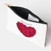 Red Rose Heart Romantic Floral Custom Text アクセサリーポーチ (見開き)